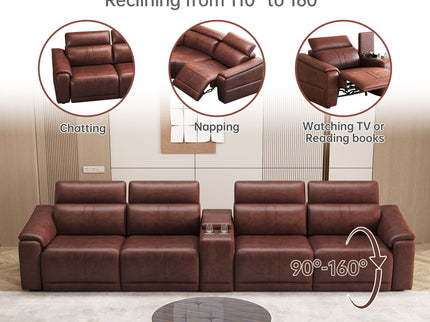 Modular Sofa With Recliners And Cup Holders Sectional Set