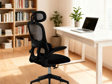 High Back Ergonomic Swivel Rolling Office Chair With Tilt Function, 3D Headrest, Lumbar Support - Black