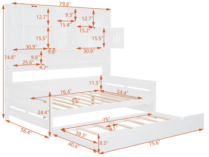 Daybed With All-In-One Cabinet And Shelf