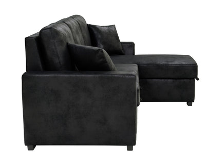 Upholstered Sectional With Pull-Out Bed And Chaise Storage