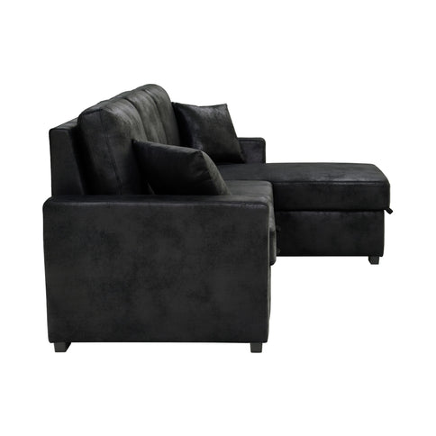 Upholstered Sectional With Pull-Out Bed And Chaise Storage