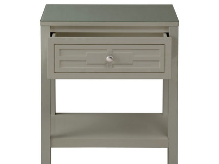 Dylan - Wooden End Side Table Nightstand With Glass Top And Drawer
