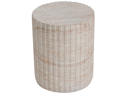 Elegant Outdoor / Indoor Lightweight Concrete Side Table With Travertine - Beige