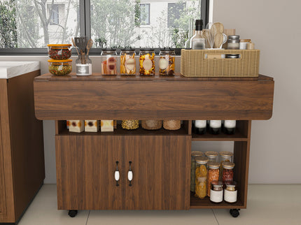 Multi Functional Folding Table With Storage Shelves And Wheels
