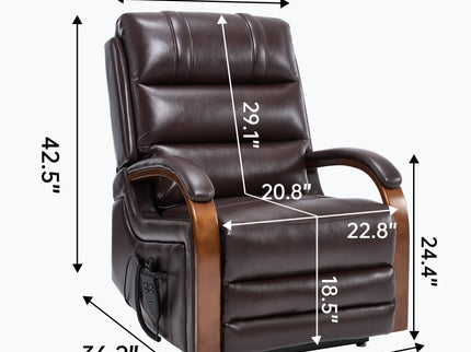 Power Lift Recliner Chair Dual Motor Infinite Position With Heat Massage And Heavy Duty Motion Mechanism - Brown