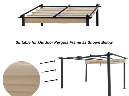 Replacement Canopy Top Cover Fabric For Outdoor Patio Retractable Pergola Sun-Shelter Canopy