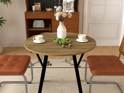 Round Dining Table, For 2 - 4 People - Rustic Brown