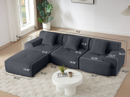 L Shaped Modular Sectional Sofa And Movable Ottoman