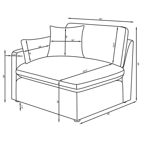 Greeley - 5 Piece Upholstered Modular Sectional Sofa - Ivory