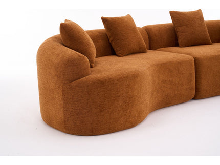 4 Seater Sofa With Fabric, 30D, 60 Hardness Full Sponge, 4 Pillow For Living Room, Home Furniture Sleeper Sectional Sofa For Apartment