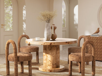 Penny - Round Arched Upholstered Dining Side Chair (Set of 2) - Golden Rust Orange