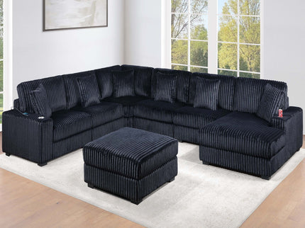 Contemporary Style Modular Sectional Sofa Set With USB, Cup Holder