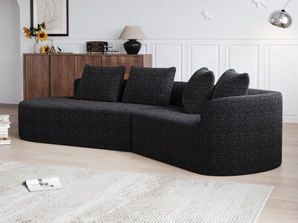 Upholstered Oversized Sectional Sofa, 4 Seater Extra Deep & Wide Seat Curved Cloud Couch With 4 Throw Pillows, Free Combination Living Room - Black