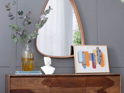 Irrgeular Mirror With Frame, Wall Mirror For Living Room Bathroom Entryway - Brown