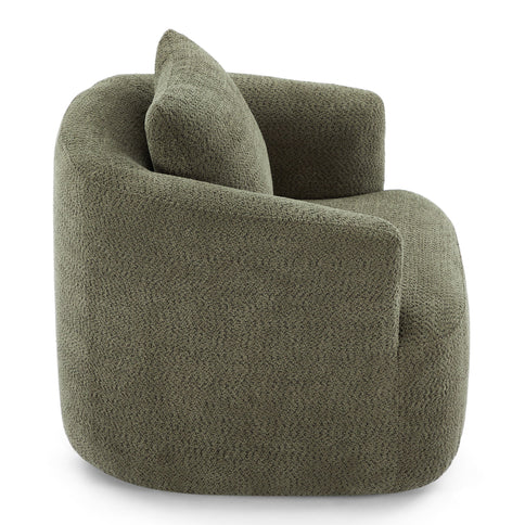 360° Swivel Barrel Sofa Chair With Throw Pillow, Upholstered Accent Chair