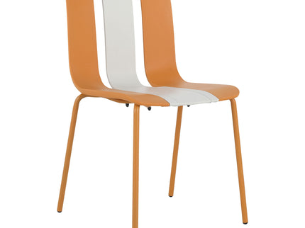 4 Piece Set Of Modern Striped Color- Blocking Single Chairs With Long Table