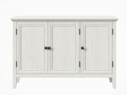 3 Door Buffet Cabinet With Adjustable Shelves - Matte White / Grayish