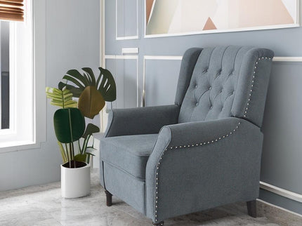 New Design Classic Waterproof Fabric Living Room Pull Button Sofa, High Back Manual Recliner Chair Cinema Home Theatre Cozy Recliner Sofa - Dark Gray