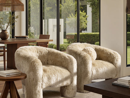 Avalon - Genuine Sheepskin Fur Split Barrel Back Accent Chair - Natural Blonde