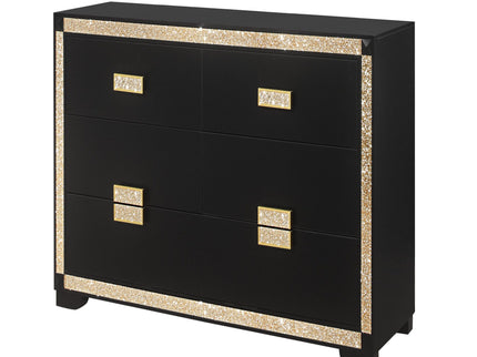 Lively - Dresser With Glitter Detail And Thick Bar Handle Hardware - Black