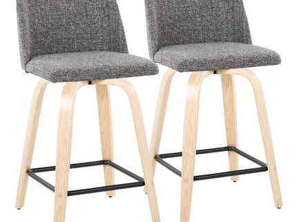 Toriano - Contemporary Modern Design Fixed Height Counter Stool With Swivel With Square Footrest (Set of 2)