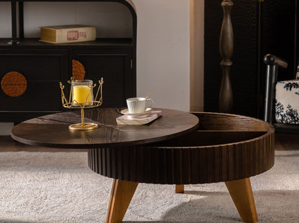 Round Retro Coffee With Solid Wood Legs