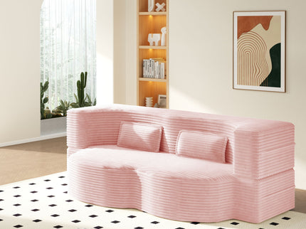 Modern Floor Sofa With 2 Pillows, Convertible Twin Size Folding Mattress For Living Room