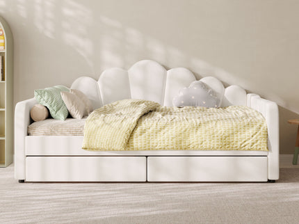 Shell Shaped Upholstered Daybed Frame With Slats