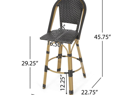 Outdoor Rattan And Aluminum French Barstools (Set of 2)