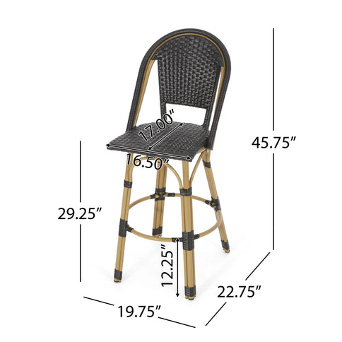 Outdoor Rattan And Aluminum French Barstools (Set of 2)