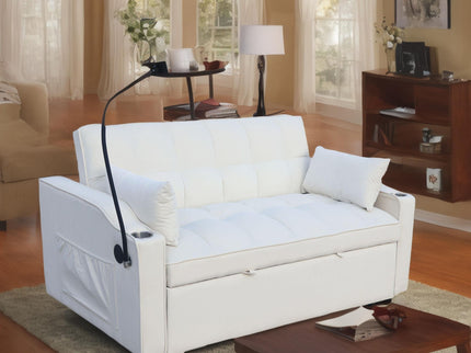 Modern Loveseat Futon Sofa With Pullout Bed, Adjustable Reclining Backrest, Toss Pillows