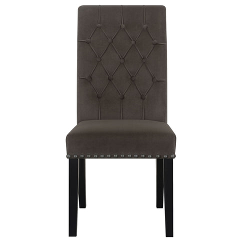 Side Chairs With Tufting Nailhead Trim (Set of 2) - Brown