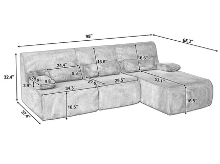 Oversized Sectional Sofa, Living Room Seating With Modular Design
