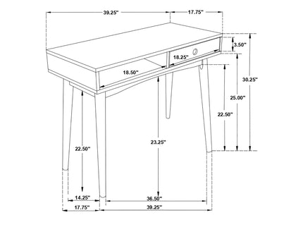 1 Drawer Writing Desk, Compact Size For Home Office - White
