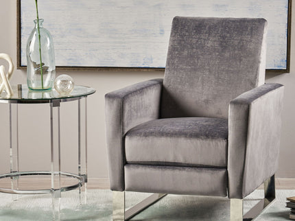 Bolt - Upholstered Recliner Chair With Stainless Steel Base - Gray / Chrome