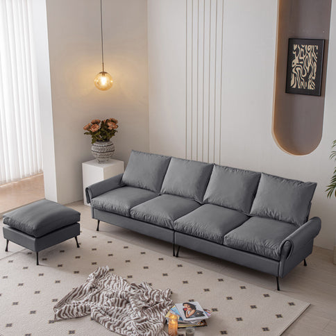 Modern Sectional Technical L-Shaped Sofa Couch With Convertible Ottoman