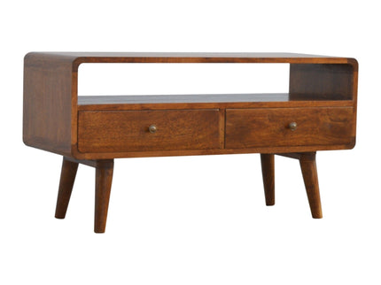 Solid Wood Curved Media Unit