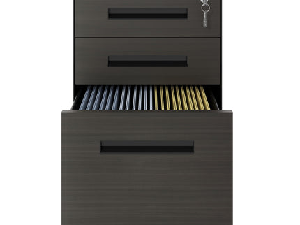 3-Drawer Mobile File Cabinet With Lock, On Casters, Holds A4/Letter Files