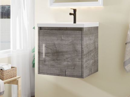 Floating Bathroom Vanity Combo, Wall Mounted Cabinet With Sink & Soft Close Doors For Small Bathrooms