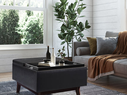 Owen - Tray Top Small Coffee Table Upholstered Storage Ottoman