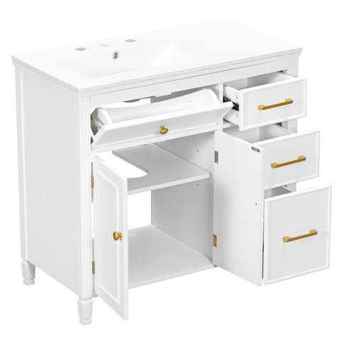 Bathroom Vanity With Sink Top, 3 Soft Closing Drawers