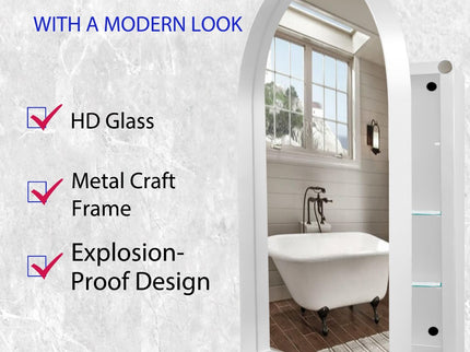 Arched Recessed Medicine Cabinet, Metal Framed Bathroom Wall Cabinet With Mirror And Adjustable Shelves, Wall Mirror With Storage For Bathroom