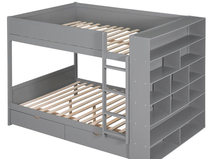 Bunk Bed With 2 Drawers And Multi Layer Cabinet