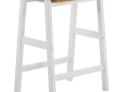 Prager - 3 Piece Kitchen Island Counter Table Set With Overhead Rack And Backless Stools - White