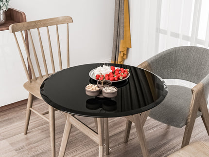 28" Round Tempered Glass Table Top Clear Glass Thick Beveled Polished Edge