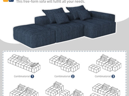Modern Oversized Diy Combination Modular Sectional Sofa & Pillows