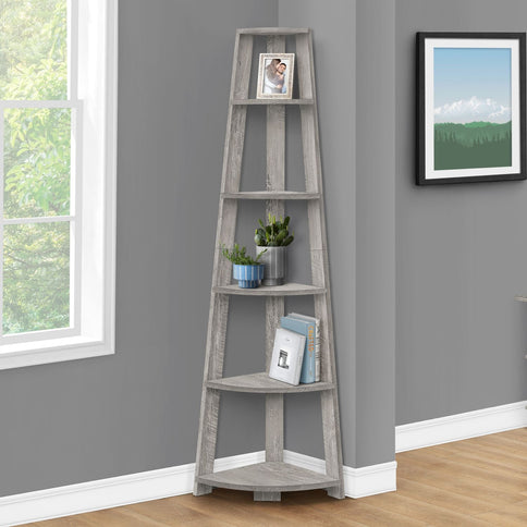Bookshelf, Bookcase, Etagere, Corner, 5 Tier, For Office, Contemporary & Modern