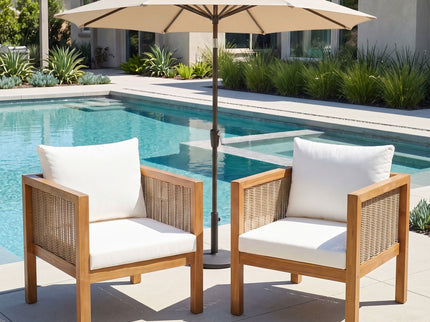 2 Piece Outdoor Armchair Set With Cushion