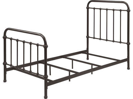 Twin Panel Bed With Ornate Design - Bronze