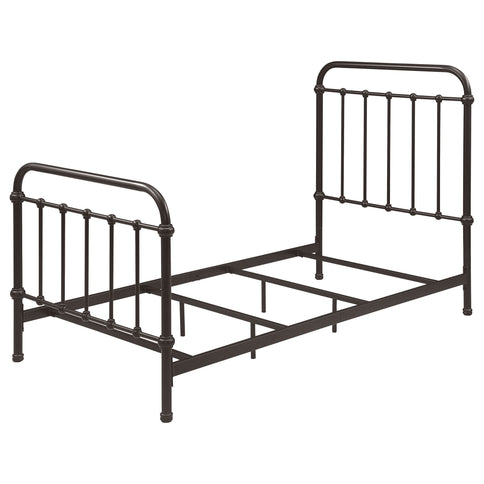 Twin Panel Bed With Ornate Design - Bronze